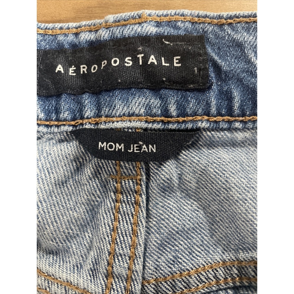 Aeropostale Mom Jeans Women's 6 Blue Distressed High Rise Demin - Picture 4 of 7
